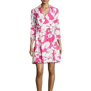 Pink & White Floral Wrap Dress
